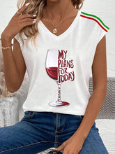 Tops à col en V à vin italien pour femmes